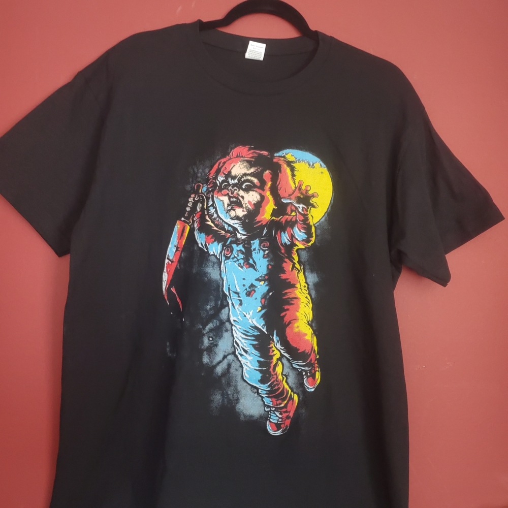 Black Graphic Tee with Colorful Design